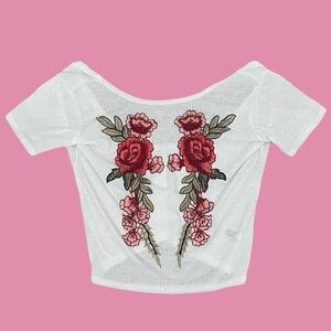 Floral Embroidered Off-Shoulder White Top